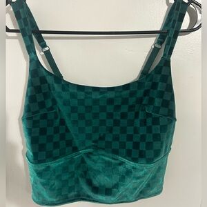 Green checkered bralette velvet